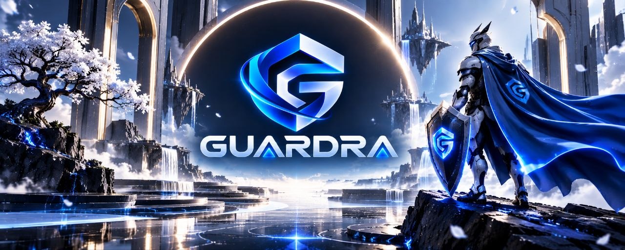 The GUARDRA guardian holding the shield